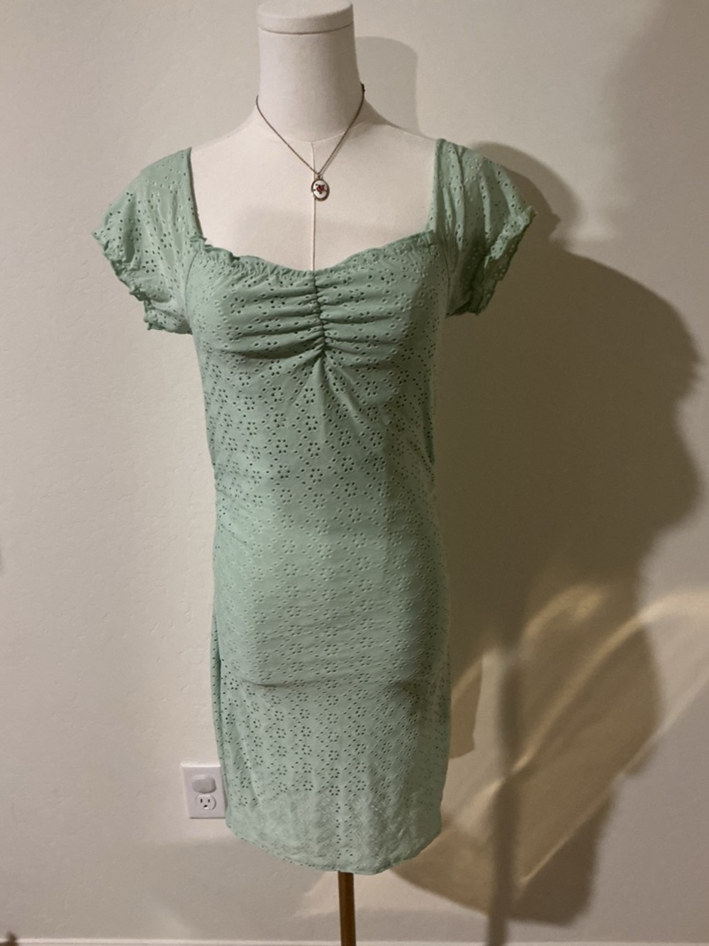 Charlotte Russe mint green milkmaid eyelet dress